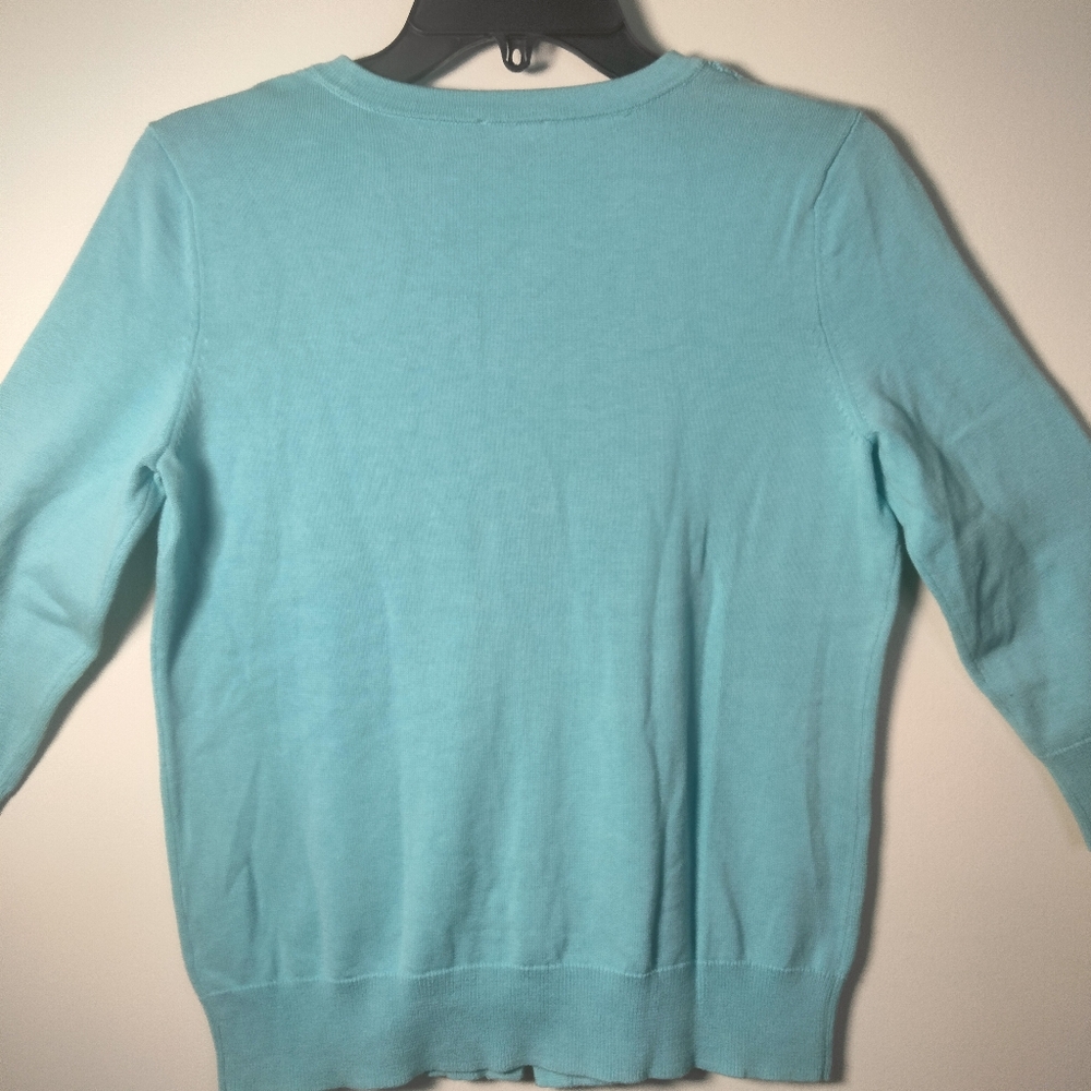 Talbots Cardigan Sweater 3/4 Sleeve Crocheted Yoke Neckline - Picture 7 of 7